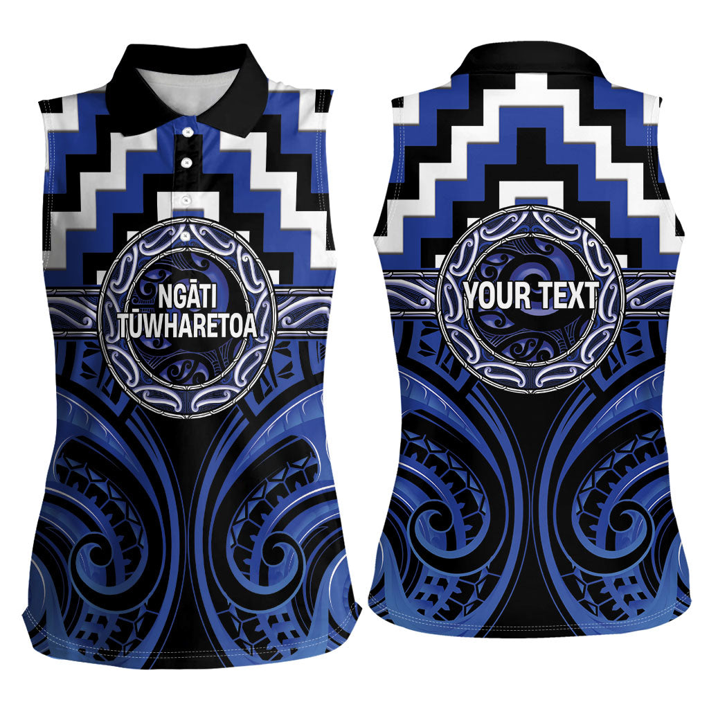 Aotearoa Ngati Tuwharetoa Personalised Women Sleeveless Polo Shirt Maori Iwi Poutama Puhoro Tattoo
