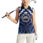 Aotearoa Ngati Tuwharetoa Personalised Women Sleeveless Polo Shirt Maori Iwi Poutama Puhoro Tattoo