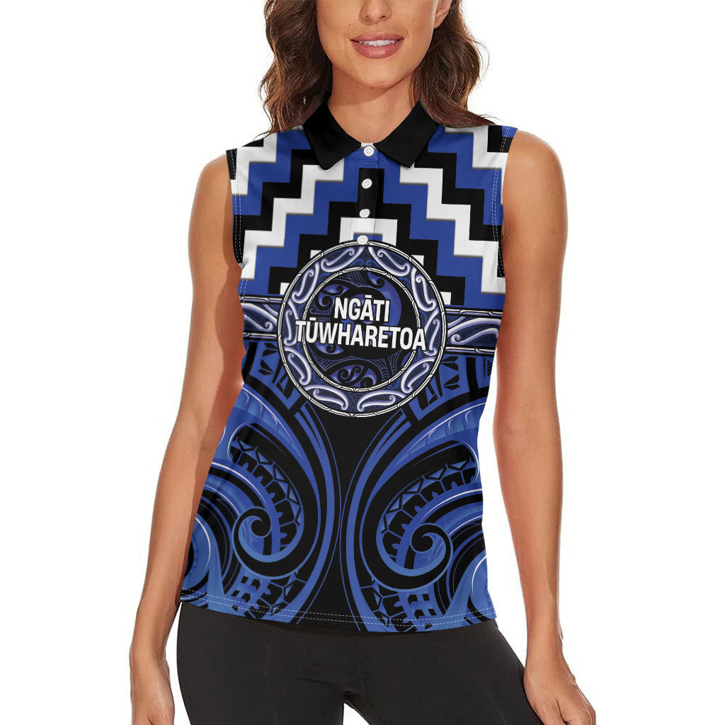 Aotearoa Ngati Tuwharetoa Personalised Women Sleeveless Polo Shirt Maori Iwi Poutama Puhoro Tattoo