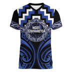 Aotearoa Ngati Tuwharetoa Personalised Women V-Neck T-Shirt Maori Iwi Poutama Puhoro Tattoo