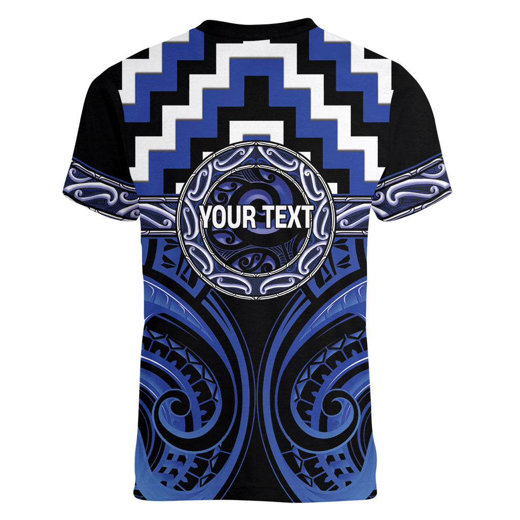 Aotearoa Ngati Tuwharetoa Personalised Women V-Neck T-Shirt Maori Iwi Poutama Puhoro Tattoo