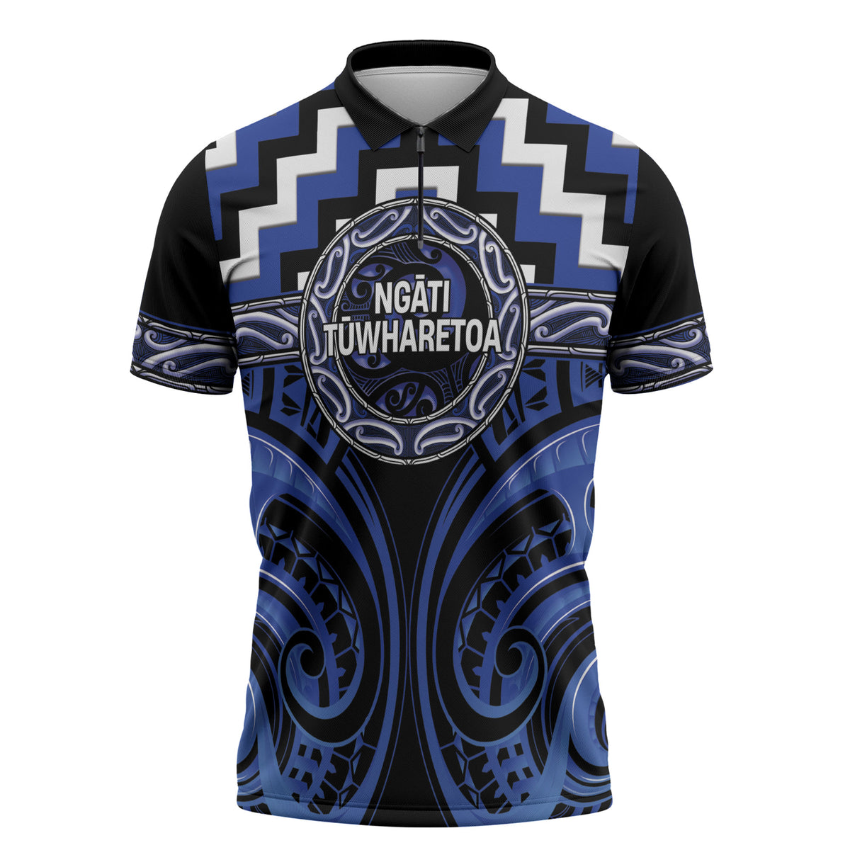 Aotearoa Ngati Tuwharetoa Personalised Zipper Polo Shirt Maori Iwi Poutama Puhoro Tattoo