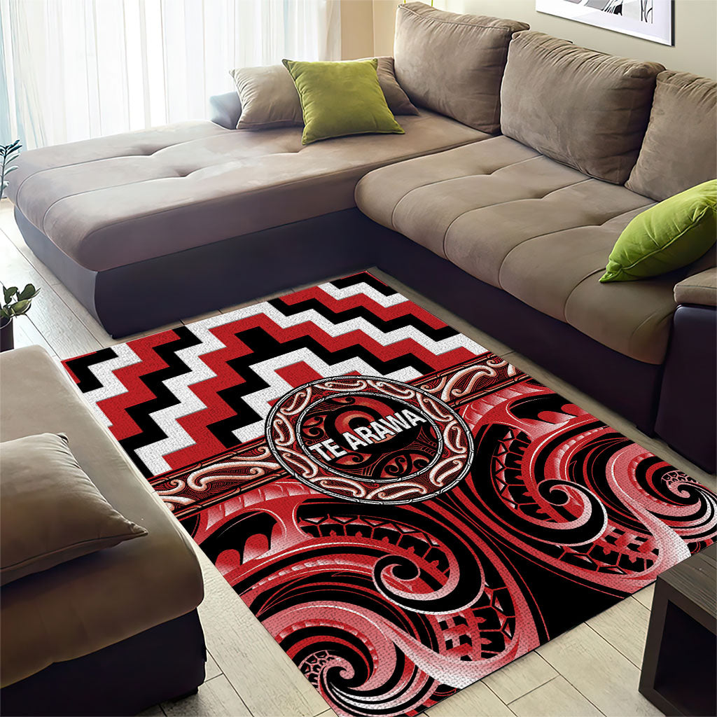 Aotearoa Te Arawa Area Rug Maori Iwi Poutama Puhoro Tattoo
