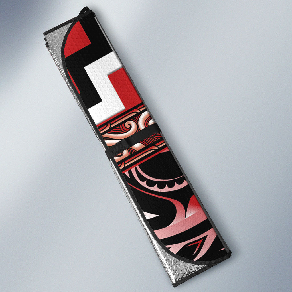 Aotearoa Te Arawa Auto Sun Shade Maori Iwi Poutama Puhoro Tattoo