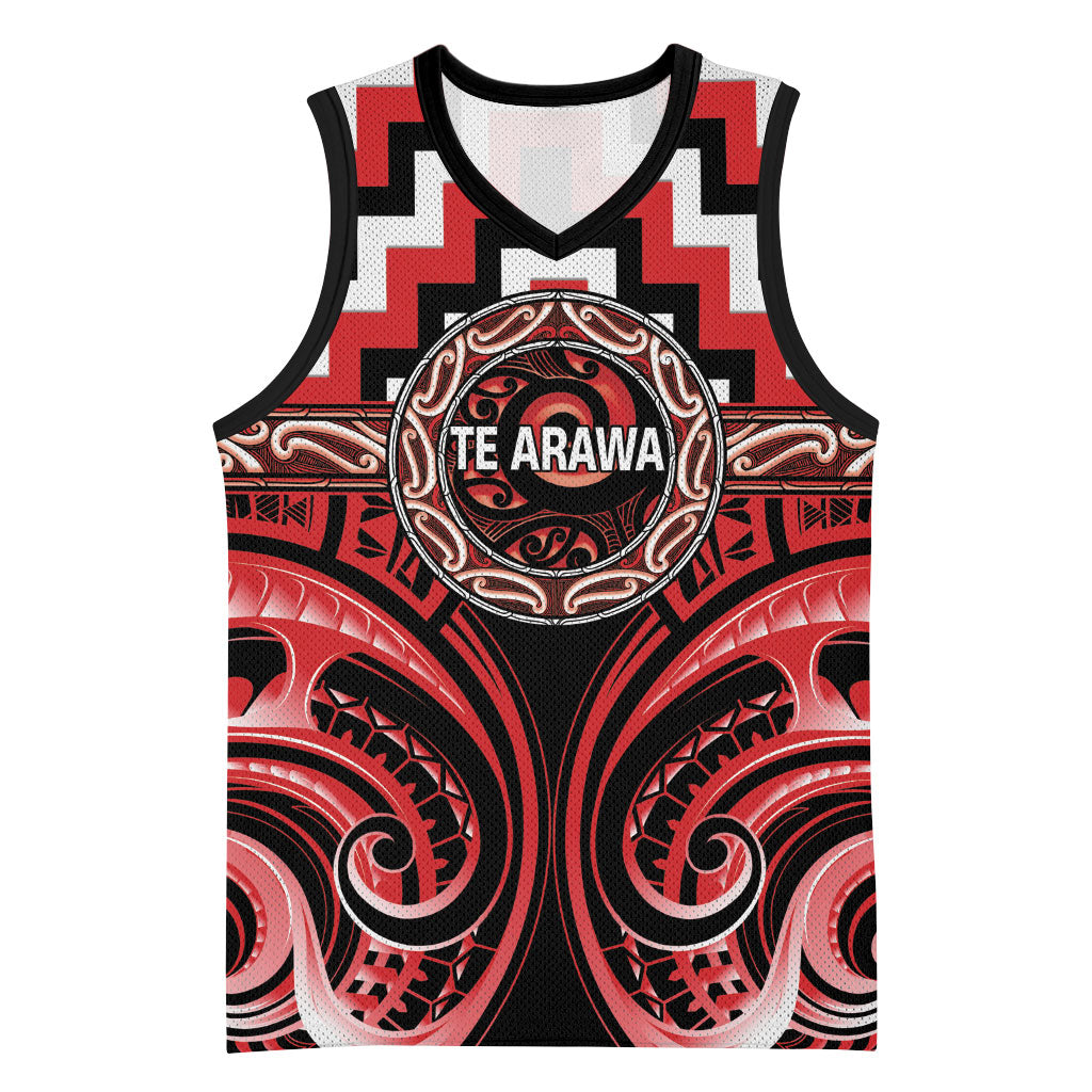 Aotearoa Te Arawa Personalised Basketball Jersey Maori Iwi Poutama Puhoro Tattoo