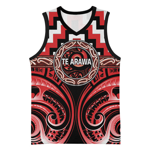 Aotearoa Te Arawa Personalised Basketball Jersey Maori Iwi Poutama Puhoro Tattoo