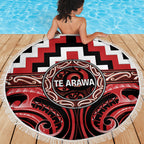 Aotearoa Te Arawa Beach Blanket Maori Iwi Poutama Puhoro Tattoo