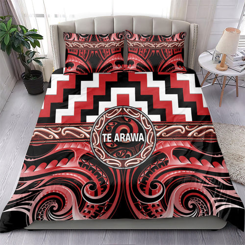 Aotearoa Te Arawa Bedding Set Maori Iwi Poutama Puhoro Tattoo