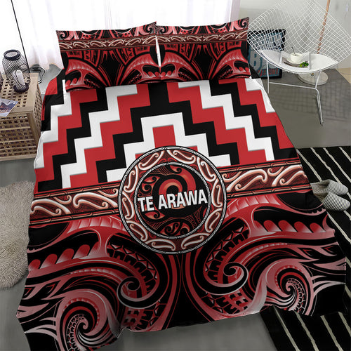Aotearoa Te Arawa Bedding Set Maori Iwi Poutama Puhoro Tattoo