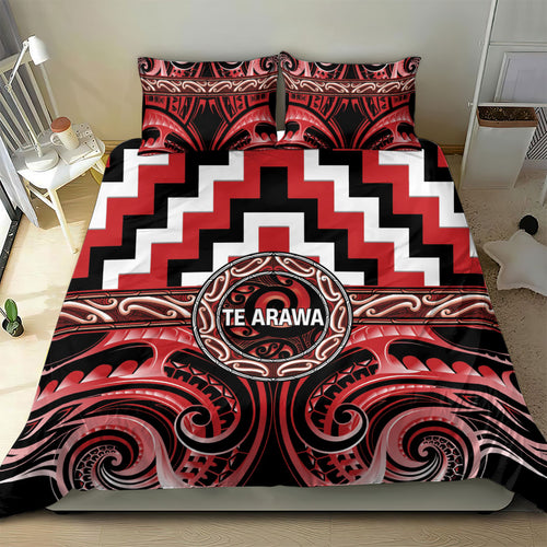 Aotearoa Te Arawa Bedding Set Maori Iwi Poutama Puhoro Tattoo