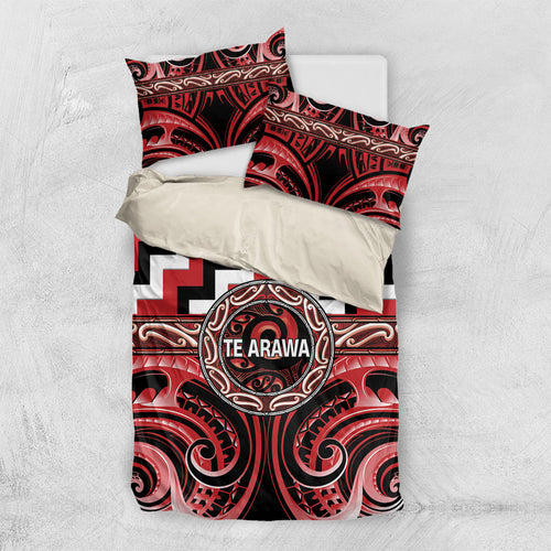 Aotearoa Te Arawa Bedding Set Maori Iwi Poutama Puhoro Tattoo