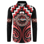 Aotearoa Te Arawa Personalised Button Sweatshirt Maori Iwi Poutama Puhoro Tattoo