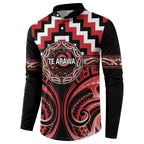 Aotearoa Te Arawa Personalised Button Sweatshirt Maori Iwi Poutama Puhoro Tattoo
