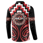 Aotearoa Te Arawa Personalised Button Sweatshirt Maori Iwi Poutama Puhoro Tattoo