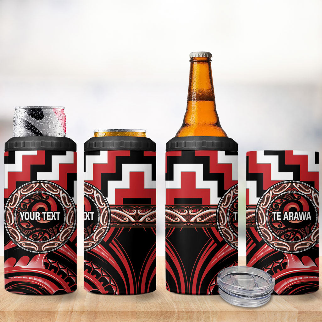 Aotearoa Te Arawa Personalised 4 in 1 Can Cooler Tumbler Maori Iwi Poutama Puhoro Tattoo