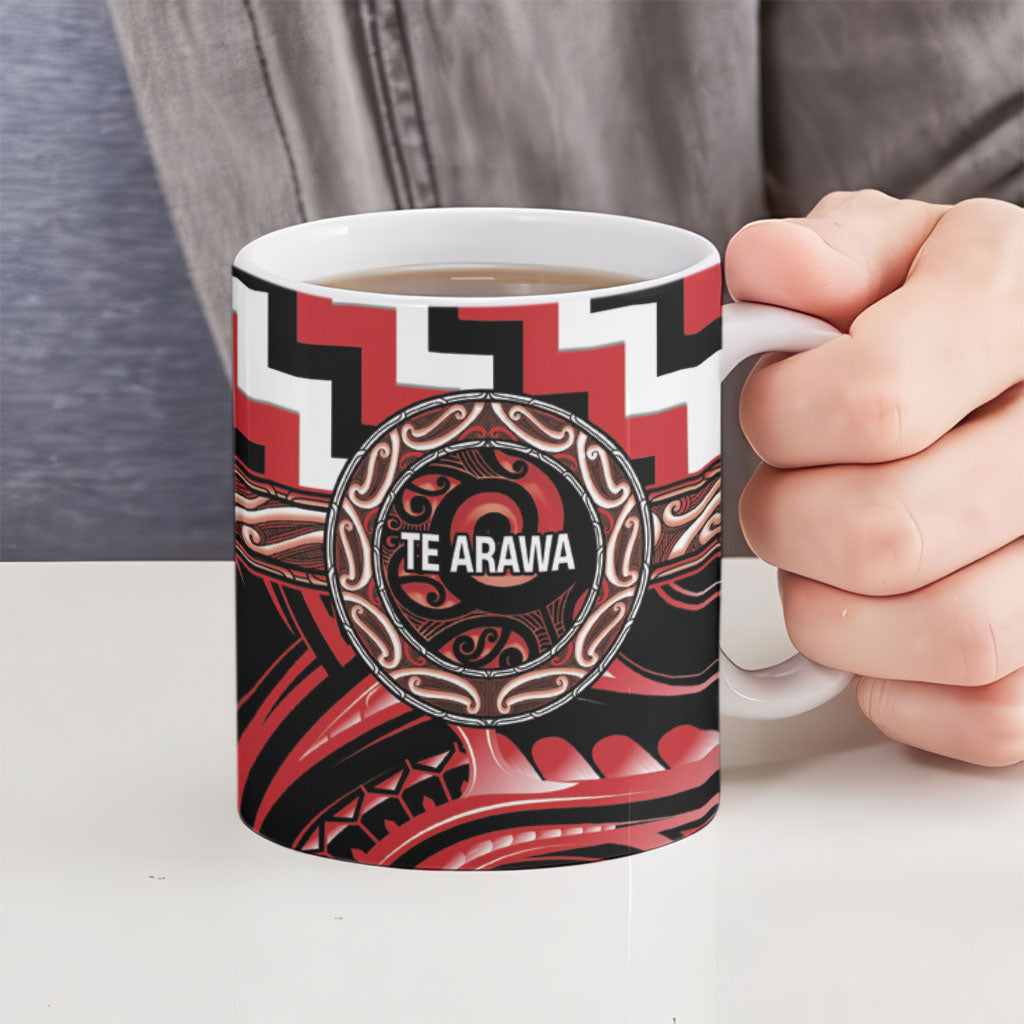 Aotearoa Te Arawa Personalised Ceramic Mug Maori Iwi Poutama Puhoro Tattoo