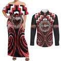 Aotearoa Te Arawa Personalised Couples Matching Off Shoulder Maxi Dress and Long Sleeve Button Shirt Maori Iwi Poutama Puhoro Tattoo