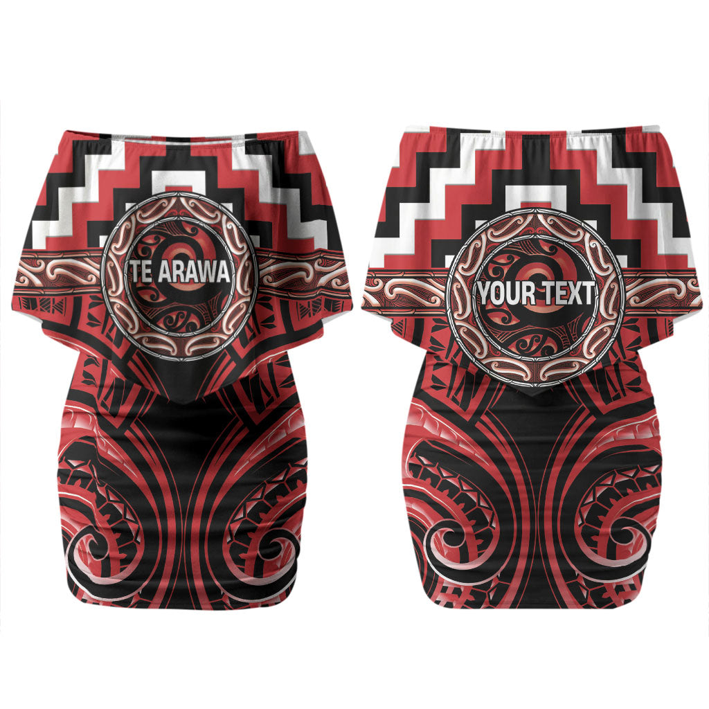 Aotearoa Te Arawa Personalised Couples Matching Off Shoulder Short Dress and Hawaiian Shirt Maori Iwi Poutama Puhoro Tattoo