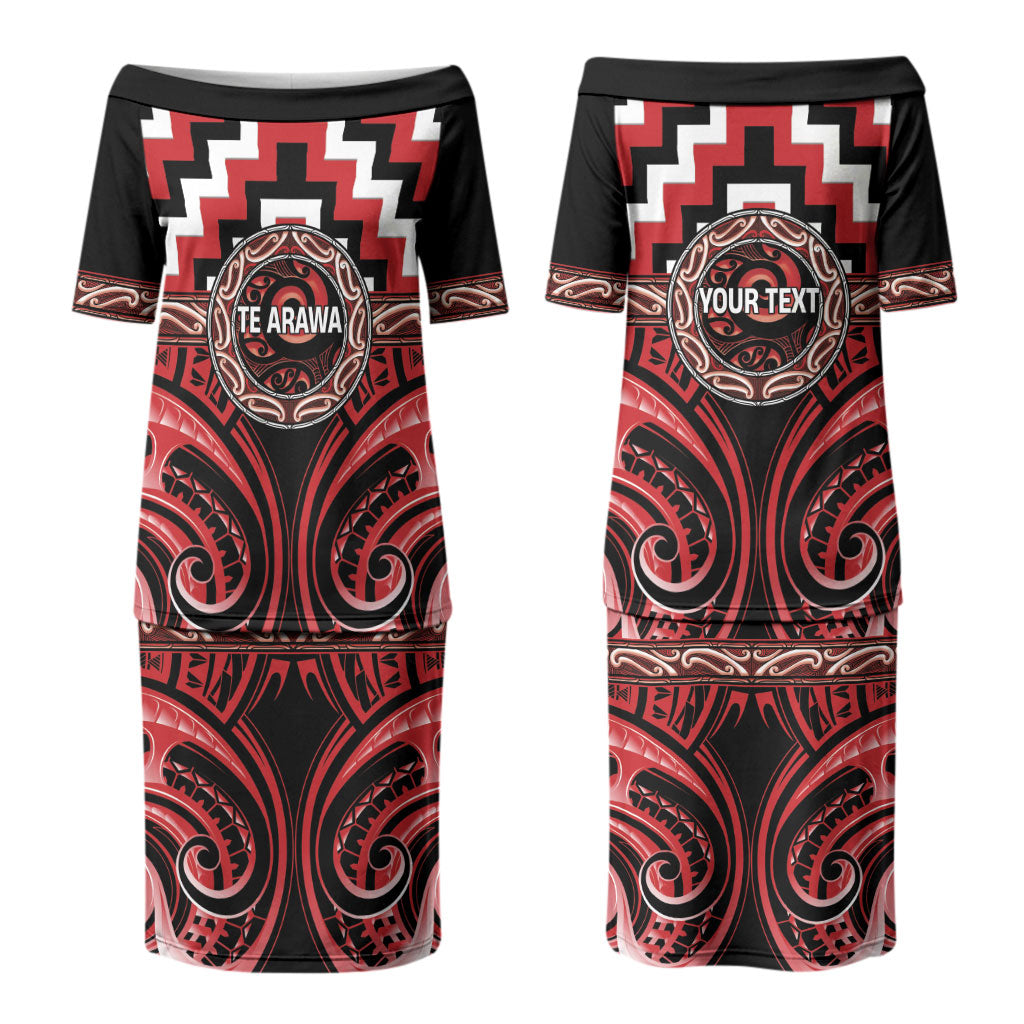 Aotearoa Te Arawa Personalised Couples Matching Puletasi and Long Sleeve Button Shirt Maori Iwi Poutama Puhoro Tattoo