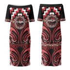 Aotearoa Te Arawa Personalised Couples Matching Puletasi and Long Sleeve Button Shirt Maori Iwi Poutama Puhoro Tattoo