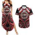 Aotearoa Te Arawa Personalised Couples Matching Summer Maxi Dress and Hawaiian Shirt Maori Iwi Poutama Puhoro Tattoo
