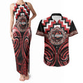 Aotearoa Te Arawa Personalised Couples Matching Tank Maxi Dress and Hawaiian Shirt Maori Iwi Poutama Puhoro Tattoo