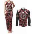 Aotearoa Te Arawa Personalised Couples Matching Tank Maxi Dress and Long Sleeve Button Shirt Maori Iwi Poutama Puhoro Tattoo