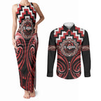 Aotearoa Te Arawa Personalised Couples Matching Tank Maxi Dress and Long Sleeve Button Shirt Maori Iwi Poutama Puhoro Tattoo