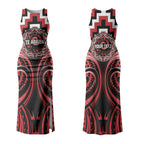 Aotearoa Te Arawa Personalised Couples Matching Tank Maxi Dress and Long Sleeve Button Shirt Maori Iwi Poutama Puhoro Tattoo