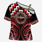 Aotearoa Te Arawa Personalised Cross Shoulder Shirt Maori Iwi Poutama Puhoro Tattoo
