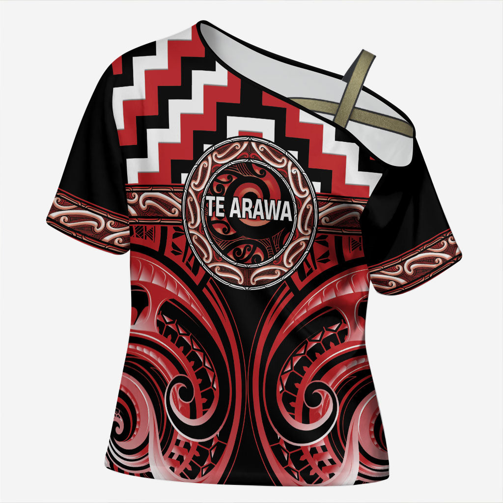 Aotearoa Te Arawa Personalised Cross Shoulder Shirt Maori Iwi Poutama Puhoro Tattoo