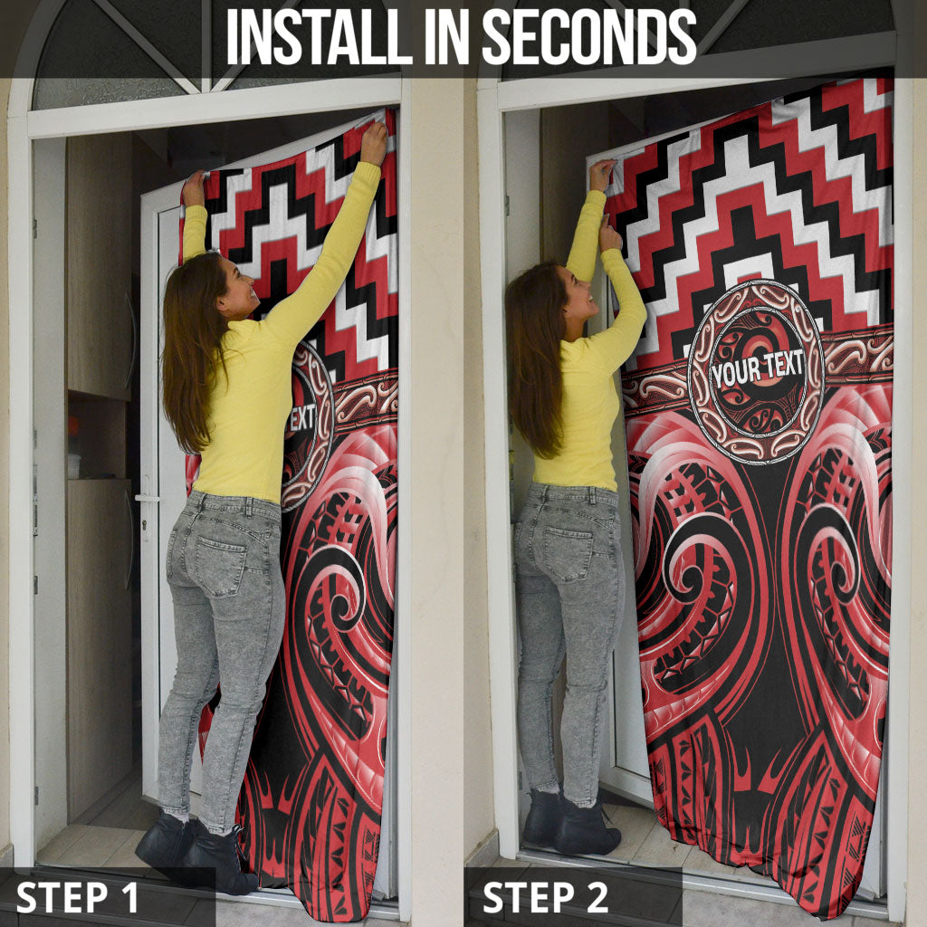 Aotearoa Te Arawa Personalised Door Cover Maori Iwi Poutama Puhoro Tattoo
