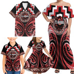Aotearoa Te Arawa Personalised Family Matching Off Shoulder Maxi Dress and Hawaiian Shirt Maori Iwi Poutama Puhoro Tattoo