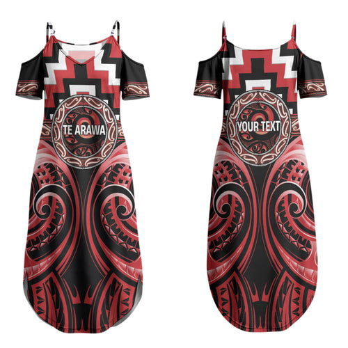 Aotearoa Te Arawa Personalised Family Matching Summer Maxi Dress and Hawaiian Shirt Maori Iwi Poutama Puhoro Tattoo