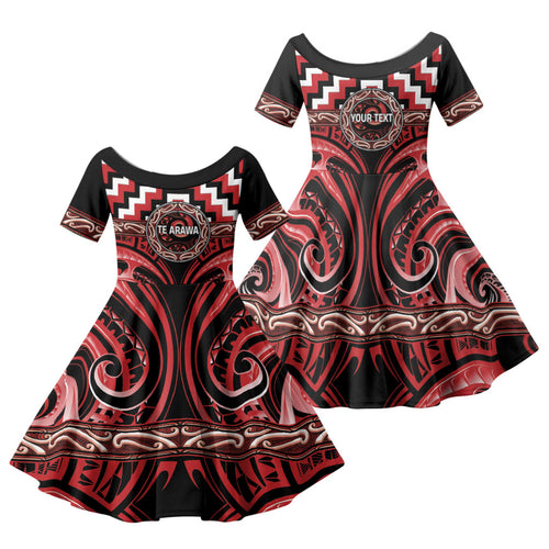Aotearoa Te Arawa Personalised Family Matching Summer Maxi Dress and Hawaiian Shirt Maori Iwi Poutama Puhoro Tattoo