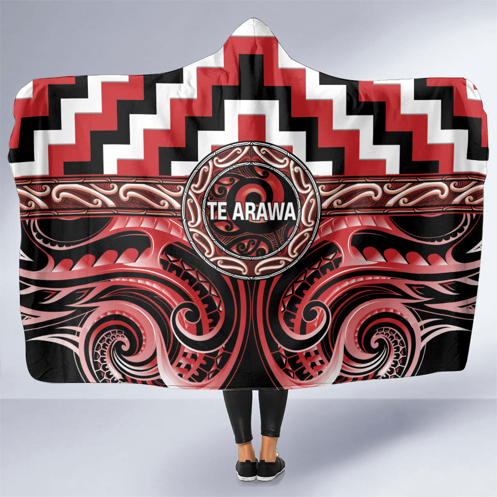 Aotearoa Te Arawa Hooded Blanket Maori Iwi Poutama Puhoro Tattoo