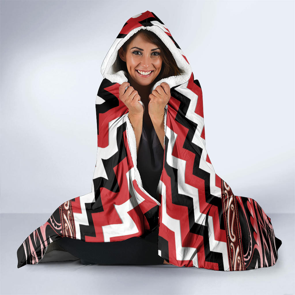 Aotearoa Te Arawa Hooded Blanket Maori Iwi Poutama Puhoro Tattoo