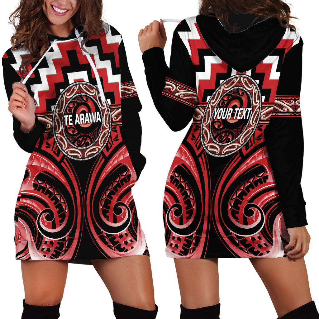 Aotearoa Te Arawa Personalised Hoodie Dress Maori Iwi Poutama Puhoro Tattoo