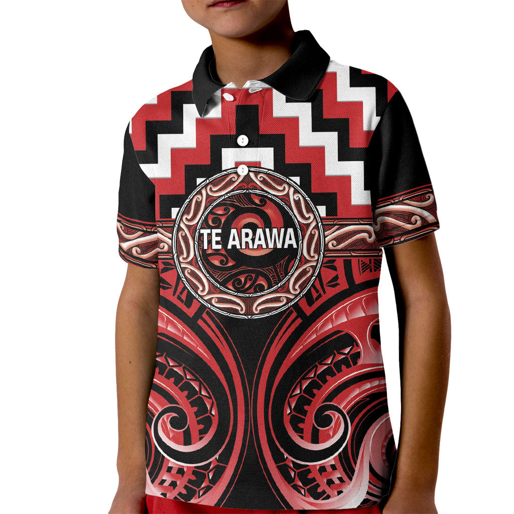 Aotearoa Te Arawa Personalised Kid Polo Shirt Maori Iwi Poutama Puhoro Tattoo