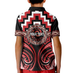Aotearoa Te Arawa Personalised Kid Polo Shirt Maori Iwi Poutama Puhoro Tattoo