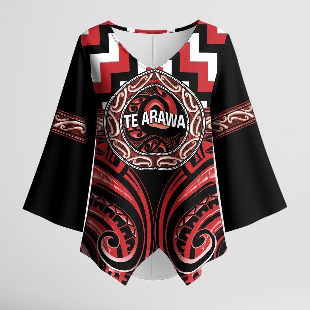 Aotearoa Te Arawa Personalised Kimono Sleeve Blouse Maori Iwi Poutama Puhoro Tattoo