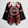 Aotearoa Te Arawa Personalised Kimono Sleeve Blouse Maori Iwi Poutama Puhoro Tattoo