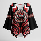 Aotearoa Te Arawa Personalised Kimono Sleeve Blouse Maori Iwi Poutama Puhoro Tattoo