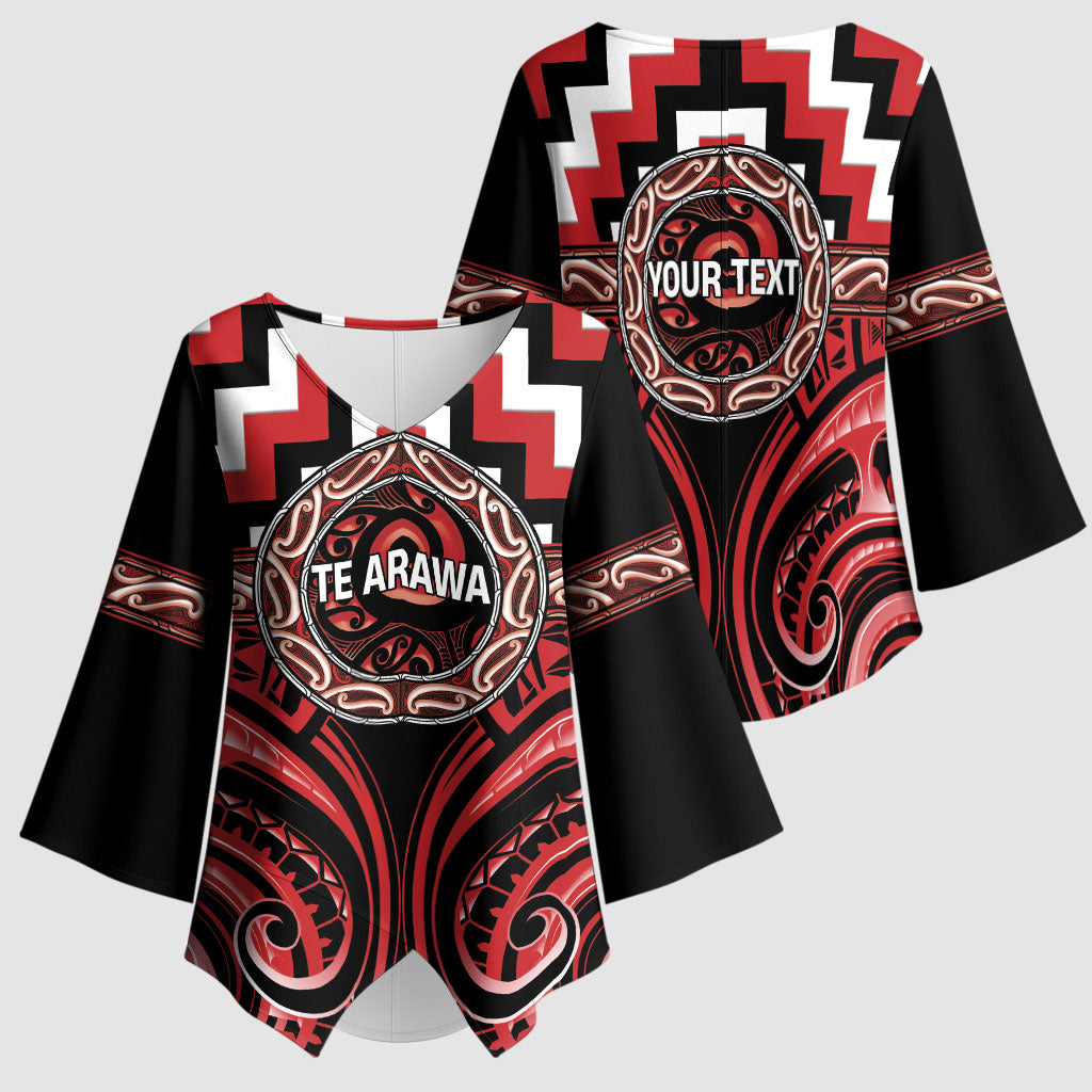 Aotearoa Te Arawa Personalised Kimono Sleeve Blouse Maori Iwi Poutama Puhoro Tattoo
