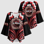 Aotearoa Te Arawa Personalised Kimono Sleeve Blouse Maori Iwi Poutama Puhoro Tattoo