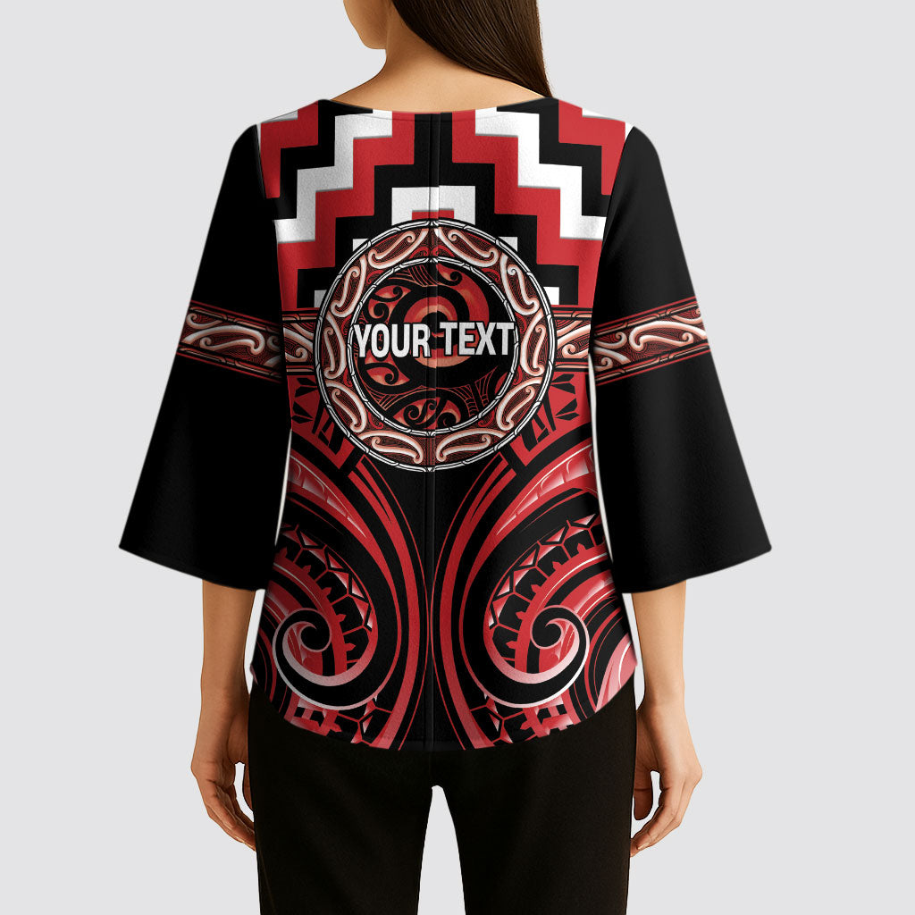 Aotearoa Te Arawa Personalised Kimono Sleeve Blouse Maori Iwi Poutama Puhoro Tattoo