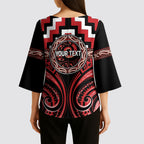 Aotearoa Te Arawa Personalised Kimono Sleeve Blouse Maori Iwi Poutama Puhoro Tattoo
