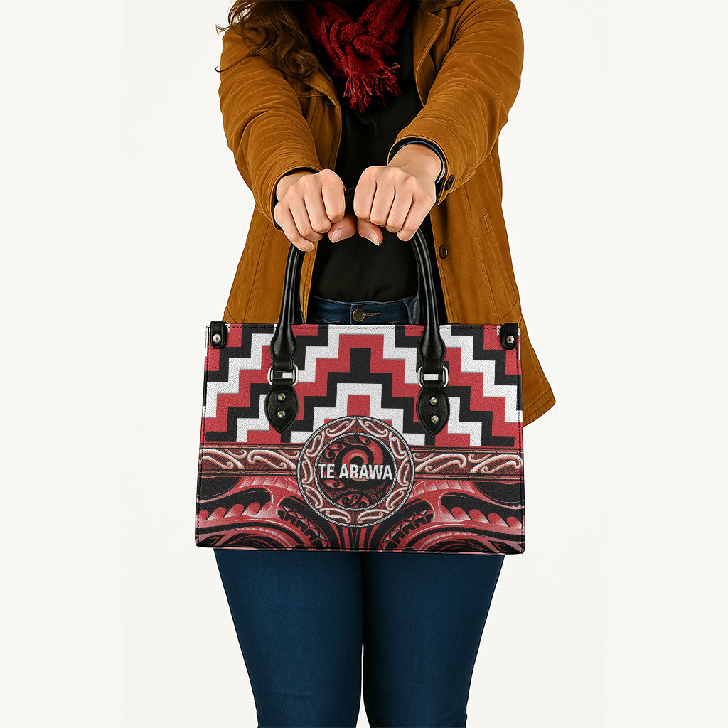 Aotearoa Te Arawa Leather Bag Maori Iwi Poutama Puhoro Tattoo