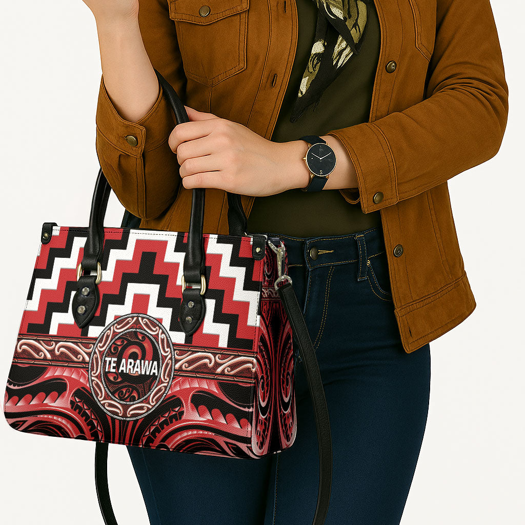 Aotearoa Te Arawa Leather Bag Maori Iwi Poutama Puhoro Tattoo
