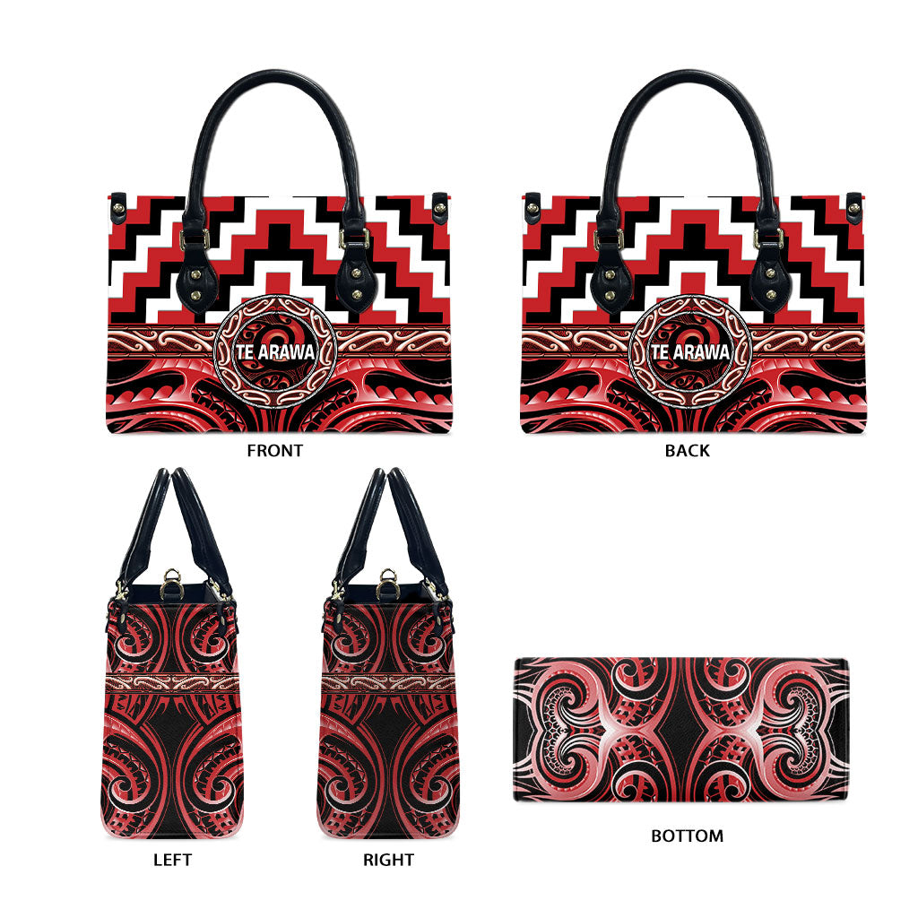 Aotearoa Te Arawa Leather Bag Maori Iwi Poutama Puhoro Tattoo